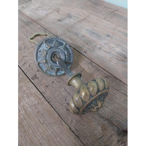 322 - Georgian decorative brass door pull {9 cm H x 12 cm W }.