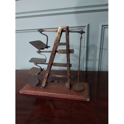 325 - Rare early 20th C. Degrave Short Fanner & Co. brass scales from the GPO mounted on mahogany base {37... 