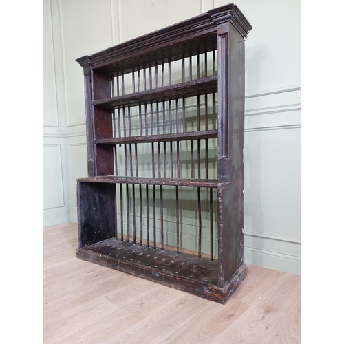 326 - 18th C. Irish Kilkenny painted pine plate rack {178 cm H x 135 cm W x 43 cm D}.