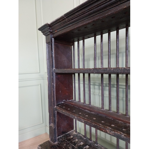 326 - 18th C. Irish Kilkenny painted pine plate rack {178 cm H x 135 cm W x 43 cm D}.