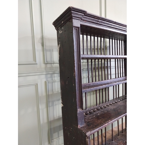 326 - 18th C. Irish Kilkenny painted pine plate rack {178 cm H x 135 cm W x 43 cm D}.