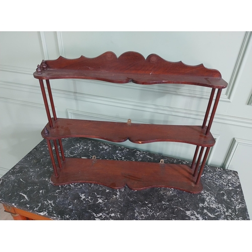 329 - 19th C. mahogany waterfall serpentine front wall shelves {68 cm H x 84 cm W  x 17 cm D}.