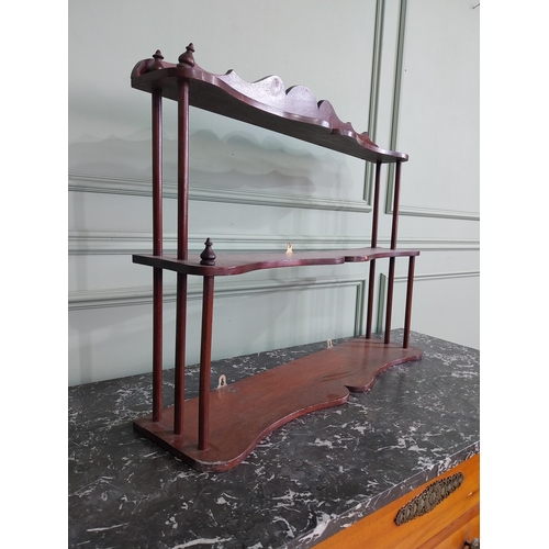 329 - 19th C. mahogany waterfall serpentine front wall shelves {68 cm H x 84 cm W  x 17 cm D}.