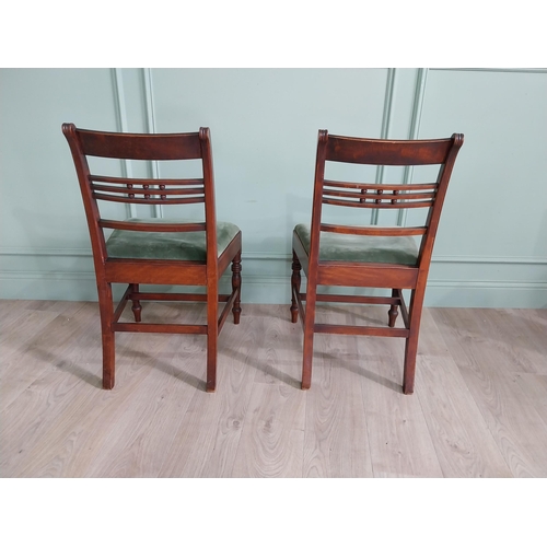 337 - Pair of Regency mahogany side chairs with velvet upholstered seats raised on turned legs {85 cm H x ... 