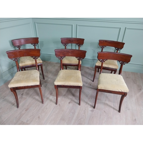 339 - Set of six good quality Regency mahogany dining chairs with upholstered seats {83 cm H x 42 cm W x 5... 