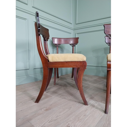 339 - Set of six good quality Regency mahogany dining chairs with upholstered seats {83 cm H x 42 cm W x 5... 