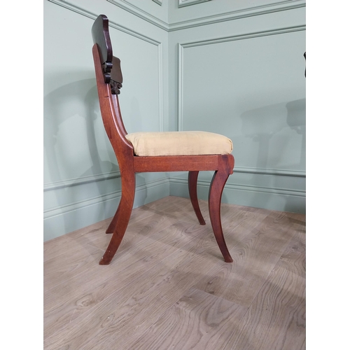 339 - Set of six good quality Regency mahogany dining chairs with upholstered seats {83 cm H x 42 cm W x 5... 