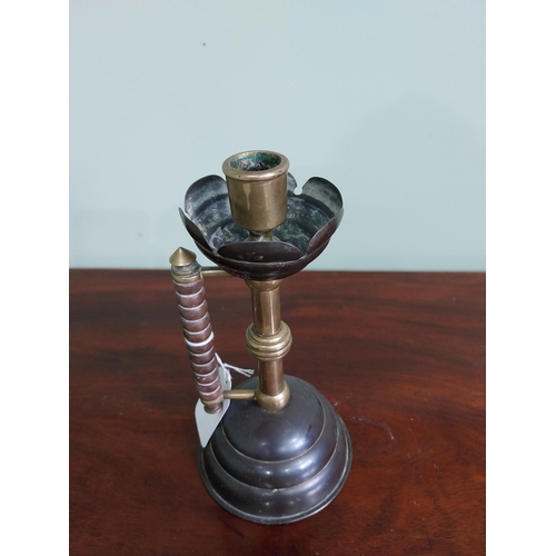 340 - Early 20th. C. brass and metal candle holder in the Dresser manner 33791 RD { 21cm H X 10cm Dia }