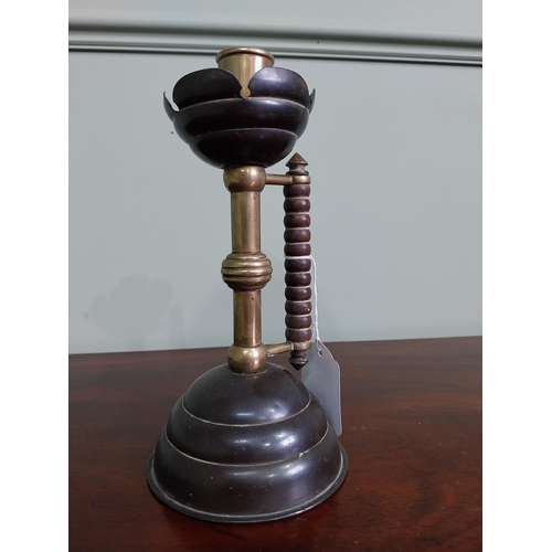 340 - Early 20th. C. brass and metal candle holder in the Dresser manner 33791 RD { 21cm H X 10cm Dia }