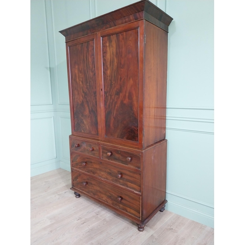 341 - Early 19th C. mahogany linen press with two blind doors over two short drawers above two long drawer... 