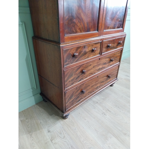 341 - Early 19th C. mahogany linen press with two blind doors over two short drawers above two long drawer... 