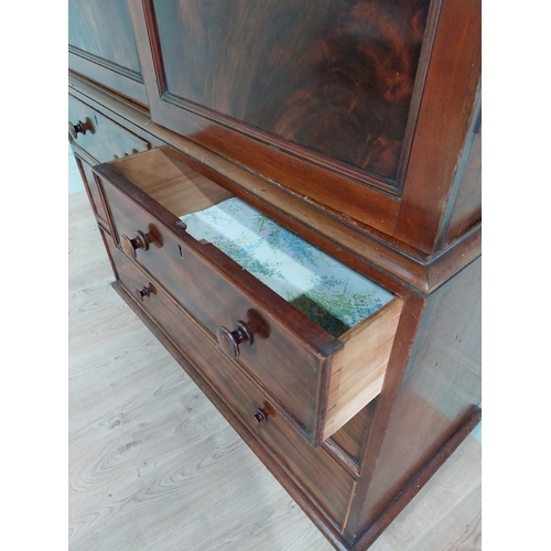 341 - Early 19th C. mahogany linen press with two blind doors over two short drawers above two long drawer... 