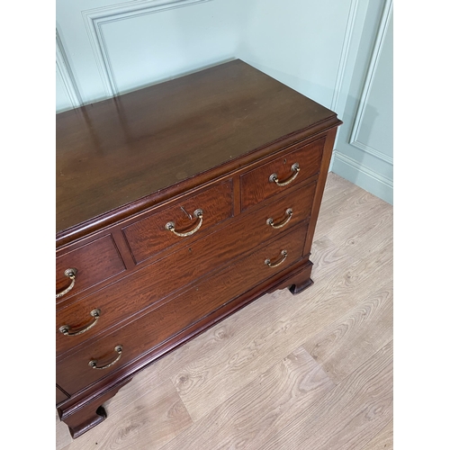 342 - 19th C. mahogany chest of drawers with three short drawers over two long graduated drawers raised on... 