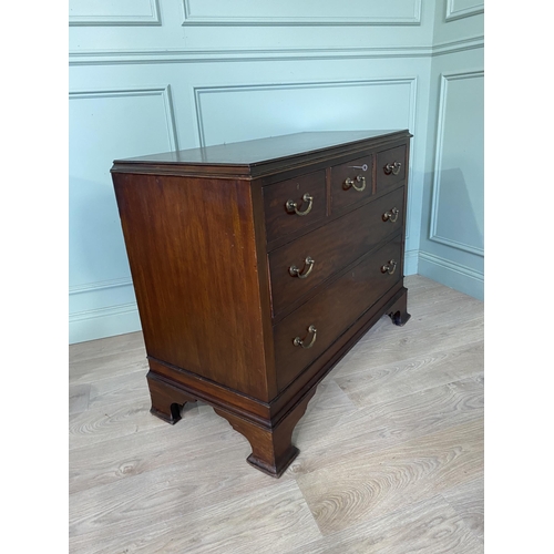 342 - 19th C. mahogany chest of drawers with three short drawers over two long graduated drawers raised on... 