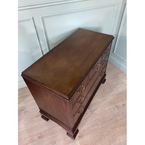 342 - 19th C. mahogany chest of drawers with three short drawers over two long graduated drawers raised on... 