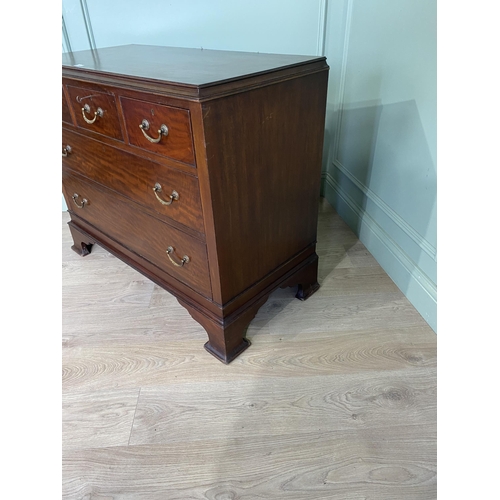 342 - 19th C. mahogany chest of drawers with three short drawers over two long graduated drawers raised on... 