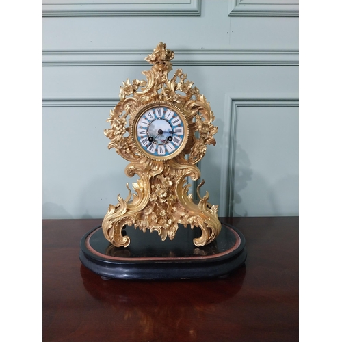 35 - Exceptional quality 19th C. French gilded bronze mantle clock with blue and white enamel dial in the... 