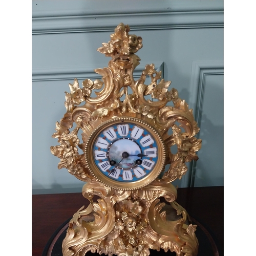 35 - Exceptional quality 19th C. French gilded bronze mantle clock with blue and white enamel dial in the... 