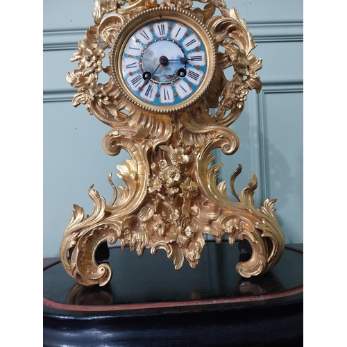 35 - Exceptional quality 19th C. French gilded bronze mantle clock with blue and white enamel dial in the... 