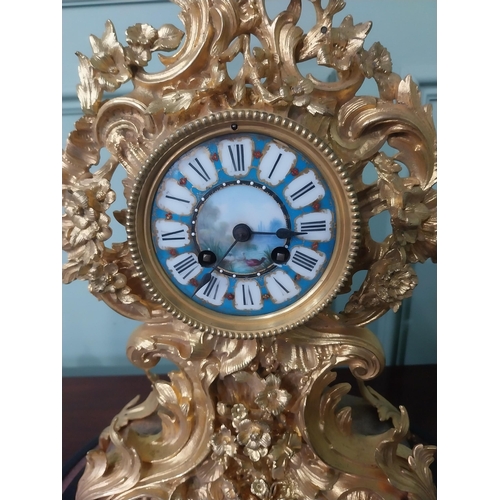 35 - Exceptional quality 19th C. French gilded bronze mantle clock with blue and white enamel dial in the... 