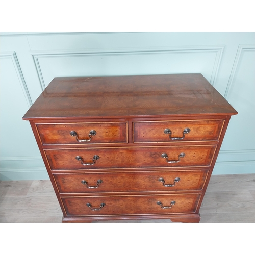 351 - Good quality burr elm chest of drawers with two short drawers over three long graduated drawers rais... 