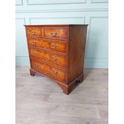 351 - Good quality burr elm chest of drawers with two short drawers over three long graduated drawers rais... 