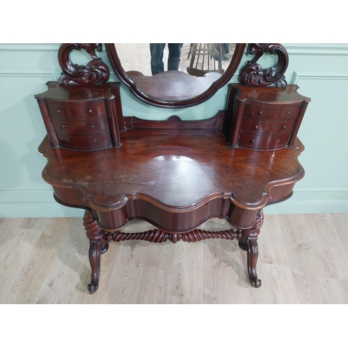 356 - Victorian mahogany Dutchess dressing table with mirrored back flanked by six drawers over short draw... 