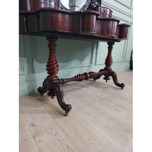 356 - Victorian mahogany Dutchess dressing table with mirrored back flanked by six drawers over short draw... 