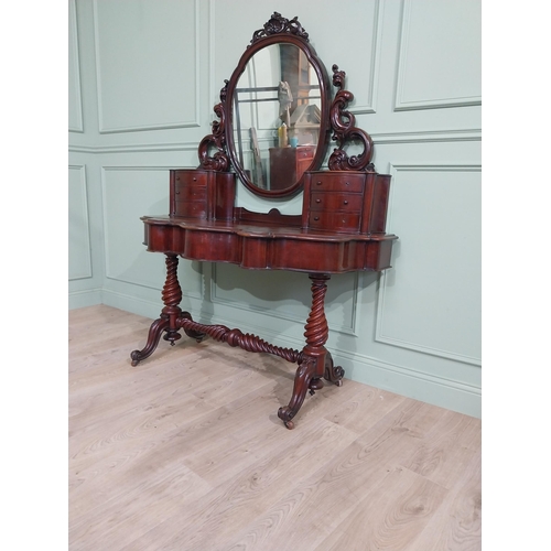 356 - Victorian mahogany Dutchess dressing table with mirrored back flanked by six drawers over short draw... 