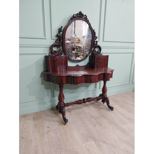 356 - Victorian mahogany Dutchess dressing table with mirrored back flanked by six drawers over short draw... 