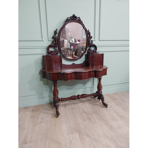 356 - Victorian mahogany Dutchess dressing table with mirrored back flanked by six drawers over short draw... 