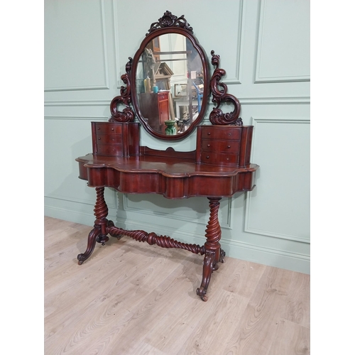 356 - Victorian mahogany Dutchess dressing table with mirrored back flanked by six drawers over short draw... 