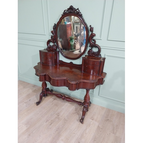 356 - Victorian mahogany Dutchess dressing table with mirrored back flanked by six drawers over short draw... 