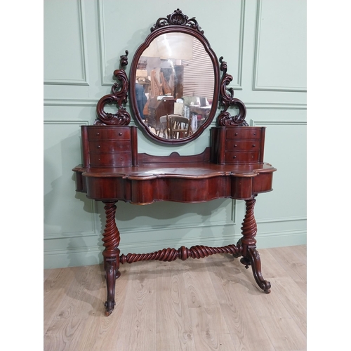 356 - Victorian mahogany Dutchess dressing table with mirrored back flanked by six drawers over short draw... 