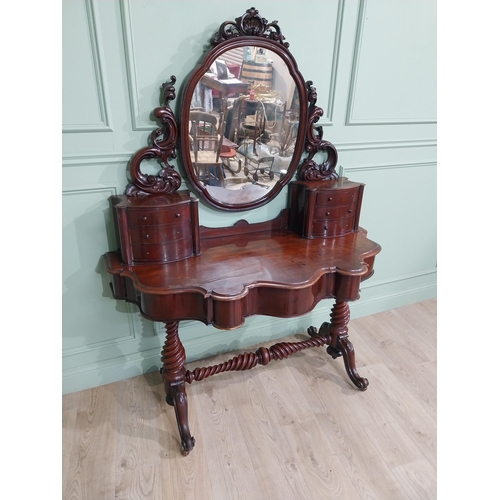 356 - Victorian mahogany Dutchess dressing table with mirrored back flanked by six drawers over short draw... 