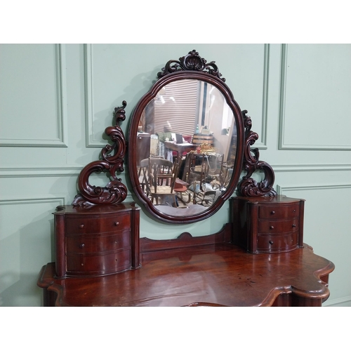 356 - Victorian mahogany Dutchess dressing table with mirrored back flanked by six drawers over short draw... 