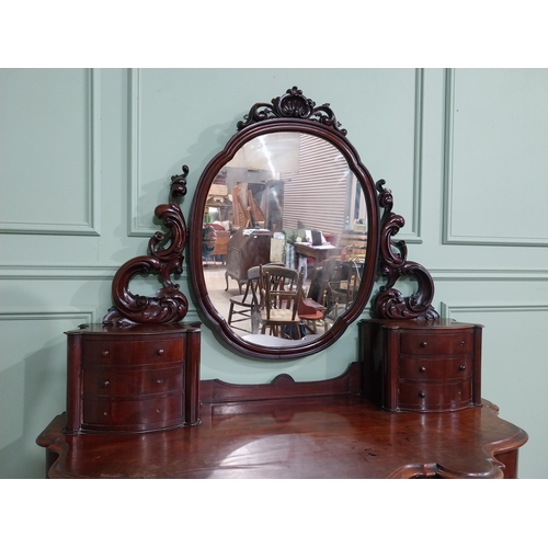 356 - Victorian mahogany Dutchess dressing table with mirrored back flanked by six drawers over short draw... 