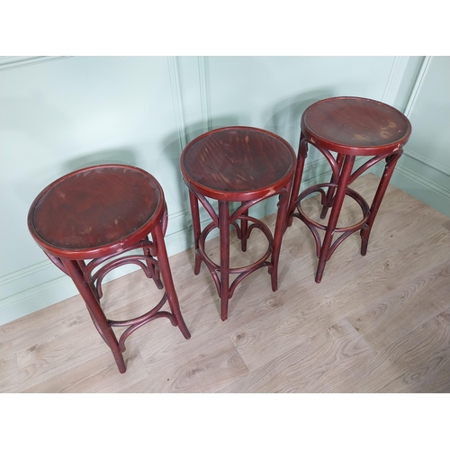 363 - Set of three bentwood bar - cafe - pub - kitchen stools {75 cm H x 40 cm Dia.}.