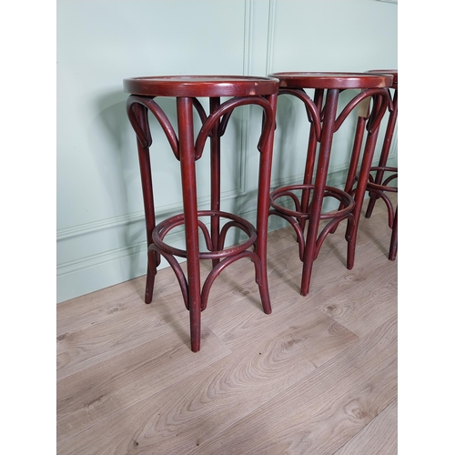 363 - Set of three bentwood bar - cafe - pub - kitchen stools {75 cm H x 40 cm Dia.}.