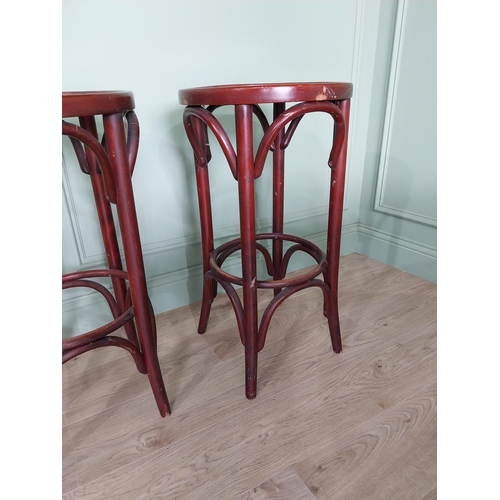 363 - Set of three bentwood bar - cafe - pub - kitchen stools {75 cm H x 40 cm Dia.}.