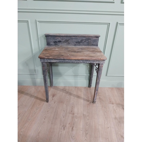 376 - 19th C. French painted pine gardeners potting table with gallery back raised on square tapered legs ... 