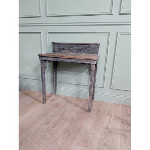 376 - 19th C. French painted pine gardeners potting table with gallery back raised on square tapered legs ... 