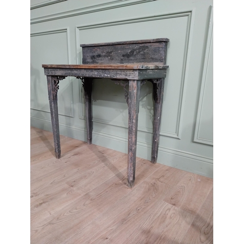 376 - 19th C. French painted pine gardeners potting table with gallery back raised on square tapered legs ... 