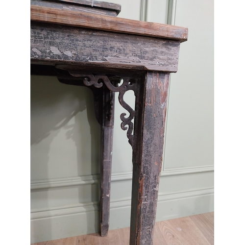 376 - 19th C. French painted pine gardeners potting table with gallery back raised on square tapered legs ... 