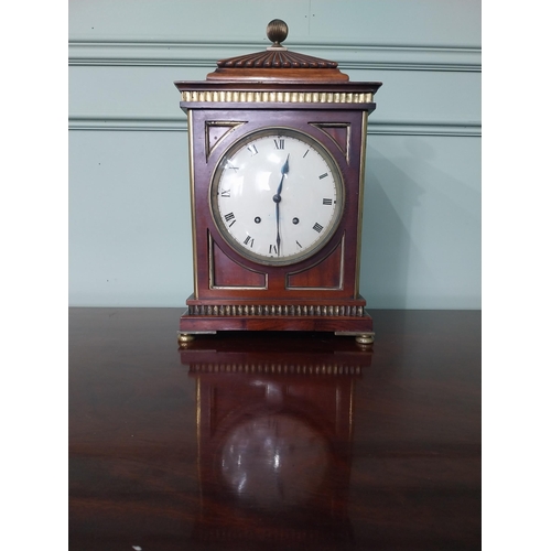 379 - Good quality Regency mahogany and brass bracket clock with enamel dial {47 cm H x 28 cm W x 20 cm D}... 