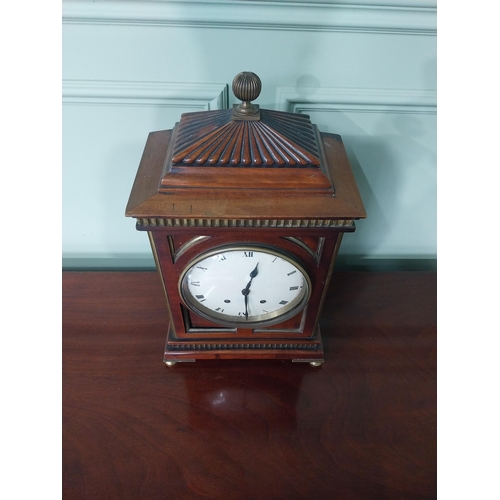 379 - Good quality Regency mahogany and brass bracket clock with enamel dial {47 cm H x 28 cm W x 20 cm D}... 