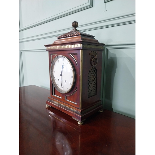 379 - Good quality Regency mahogany and brass bracket clock with enamel dial {47 cm H x 28 cm W x 20 cm D}... 