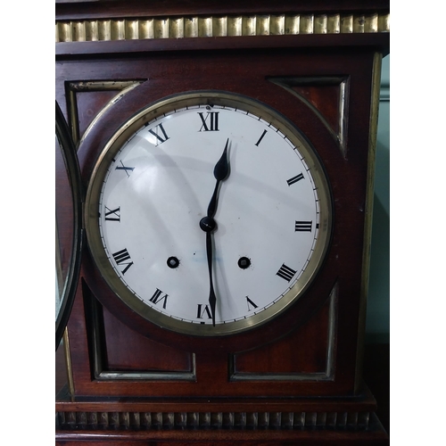 379 - Good quality Regency mahogany and brass bracket clock with enamel dial {47 cm H x 28 cm W x 20 cm D}... 