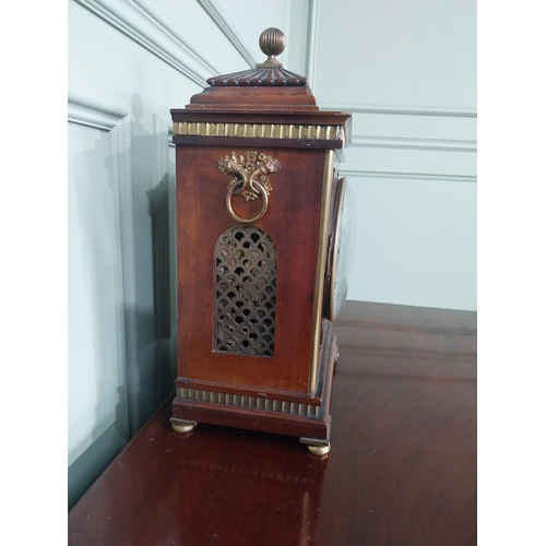 379 - Good quality Regency mahogany and brass bracket clock with enamel dial {47 cm H x 28 cm W x 20 cm D}... 