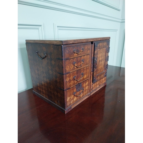 38 - 19th C. Oriental rosewood collectors cabinet {29 cm H x 36 cm W x 26 cm D}.